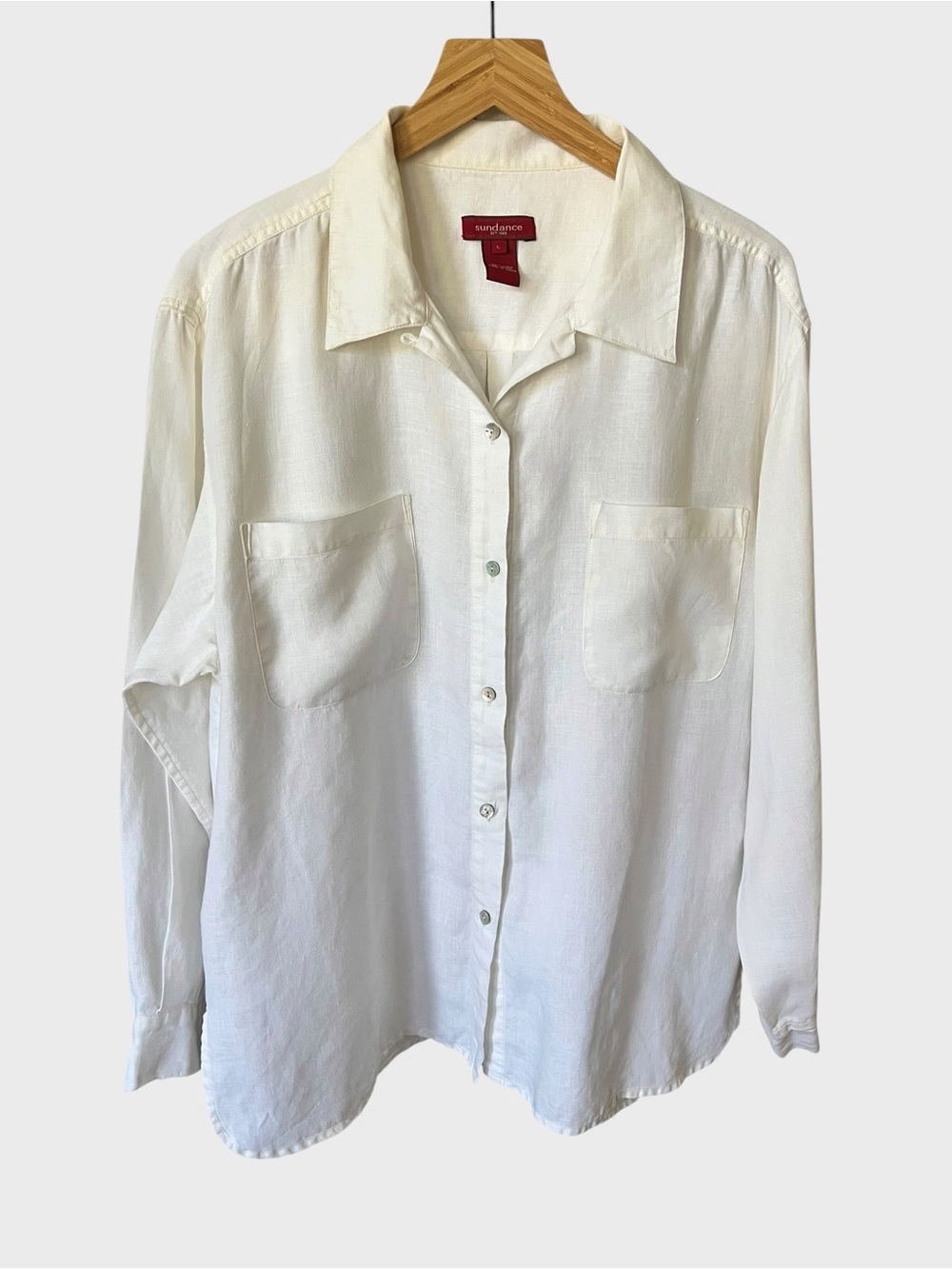 Sundance women’s 100% linen soft cream Button-Up Shirt